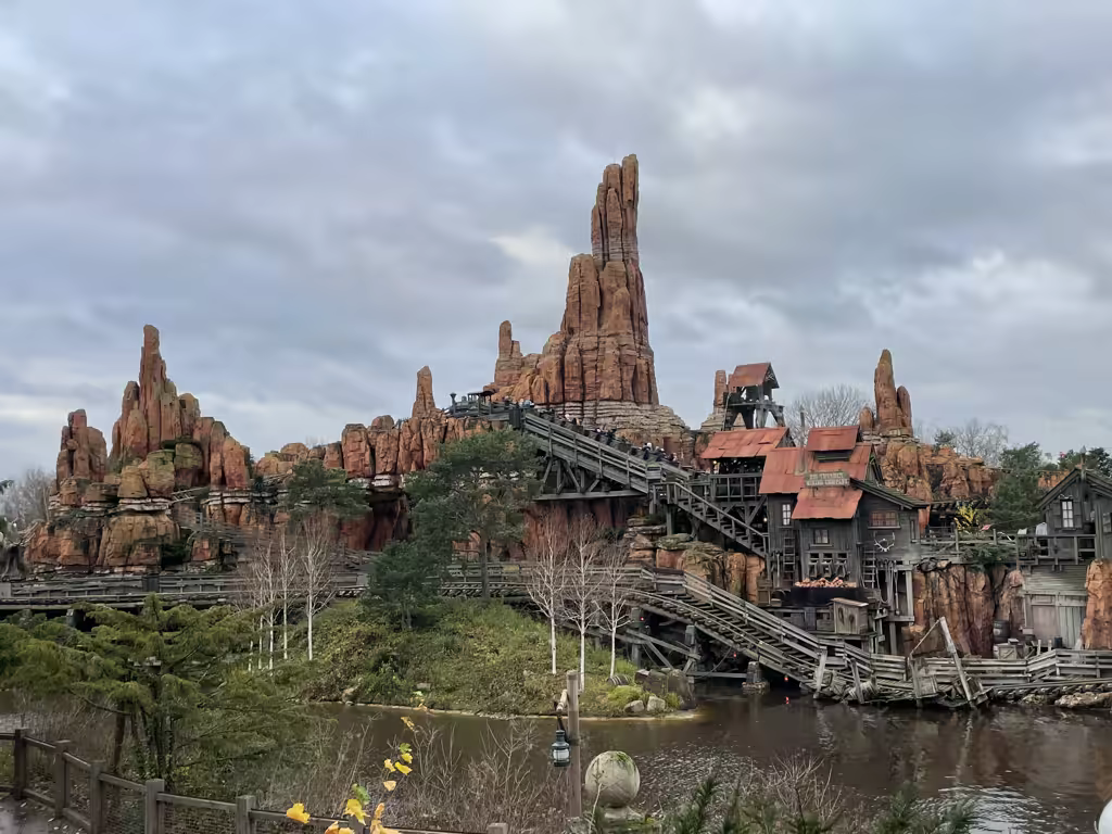 Experience the thrill of Big Thunder Mountain, an iconic roller coaster landmark at Disneyland Paris.