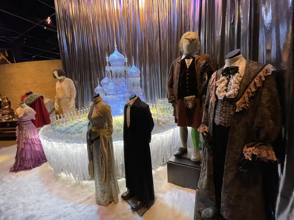 Get an up-close look at the intricate costumes from the Yule Ball set display.