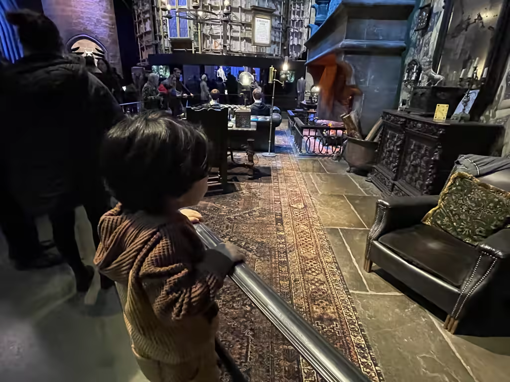 Step inside the cozy Gryffindor common room set at the Harry Potter Studio Tour near London.