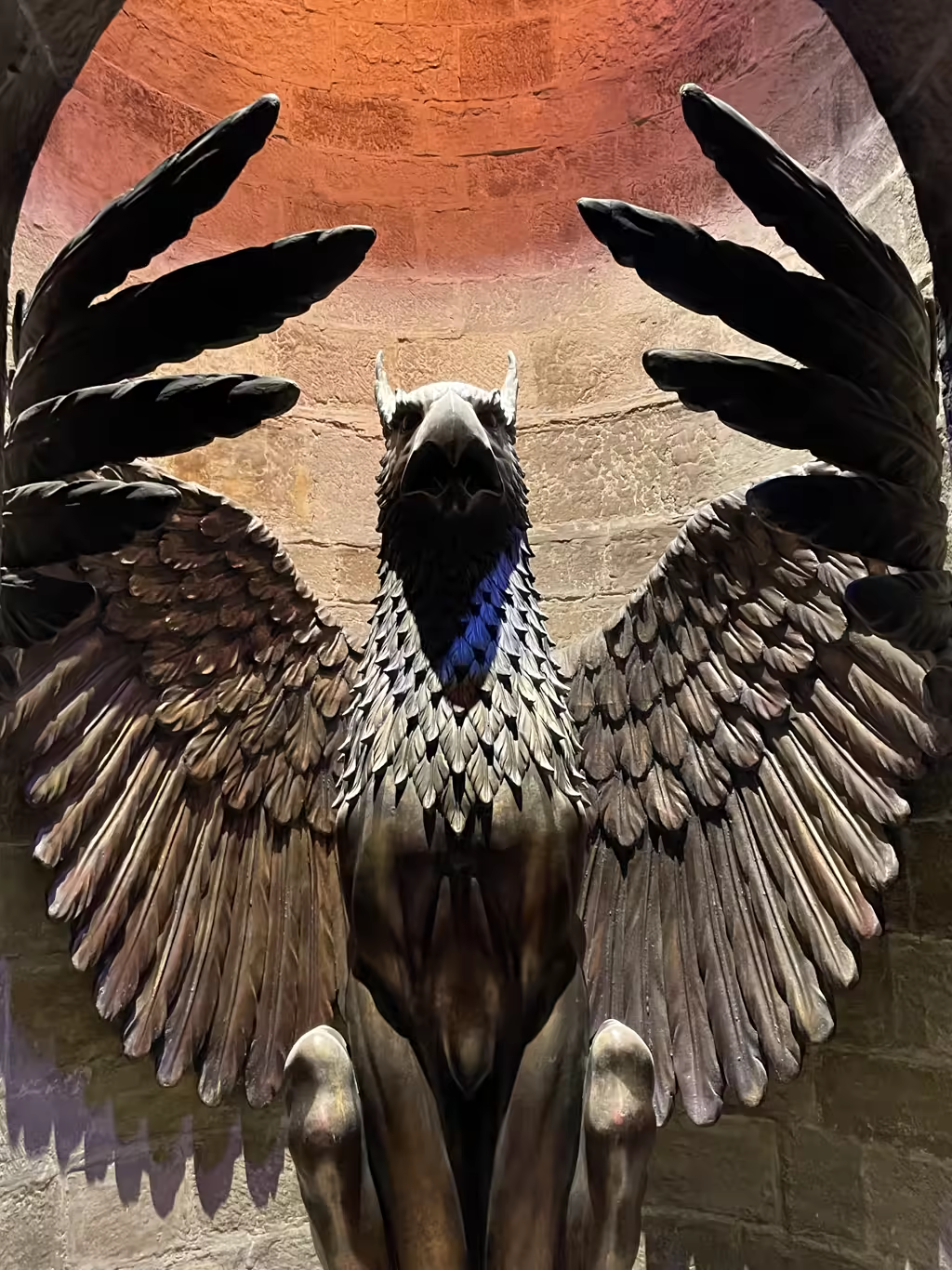 The impressive stone griffin guards the entrance to Dumbledore’s office, a magical highlight for young fans.