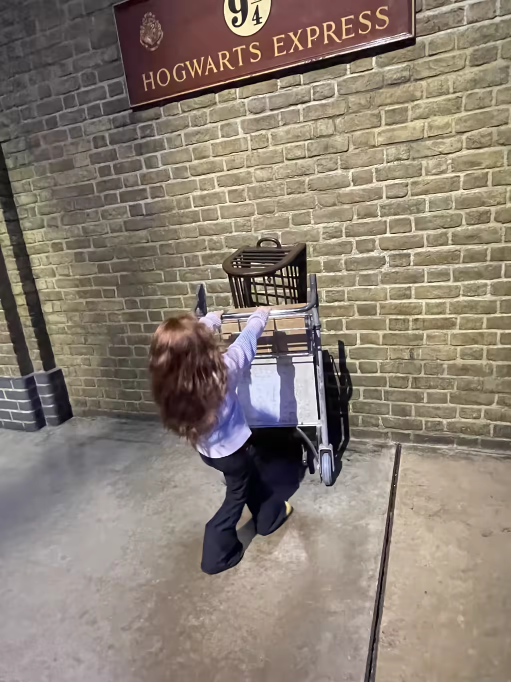 Capture the magic by letting your little ones attempt to push through Platform 9 ¾ yourself.