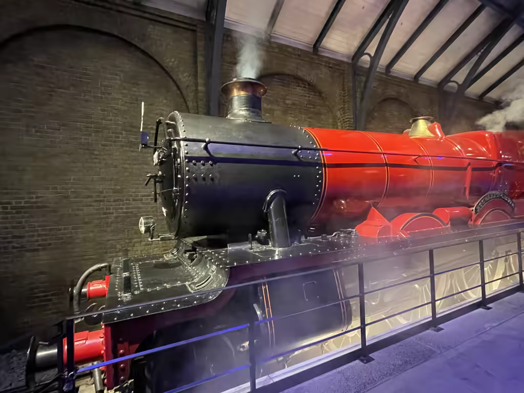 Step aboard the iconic Hogwarts Express steam train at the Harry Potter Studio Tour near London.
