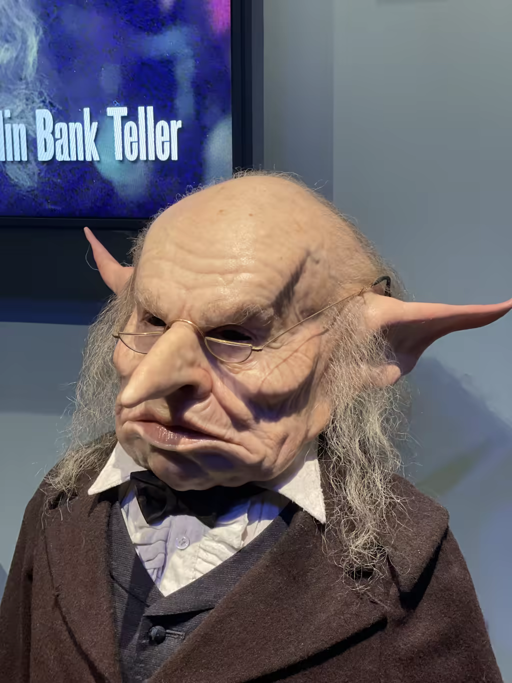 Get up close with the incredibly realistic Gringotts Bank teller at the Harry Potter Studio Tour.