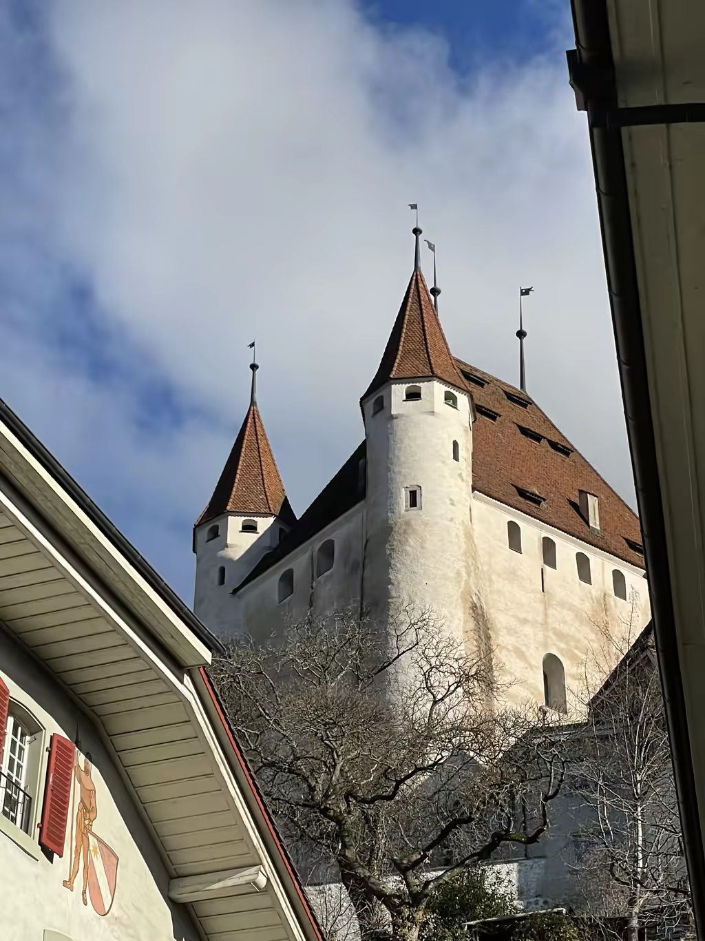 The historic clock tower in Spiez marks the time as we begin our mountain adventures.