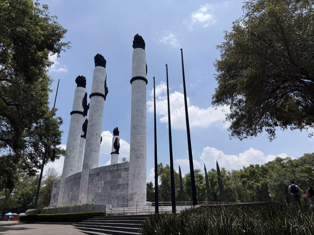 Altar a la Patria monument with tall marble columns and bronze sculptures in Chapultepec, Mexico City