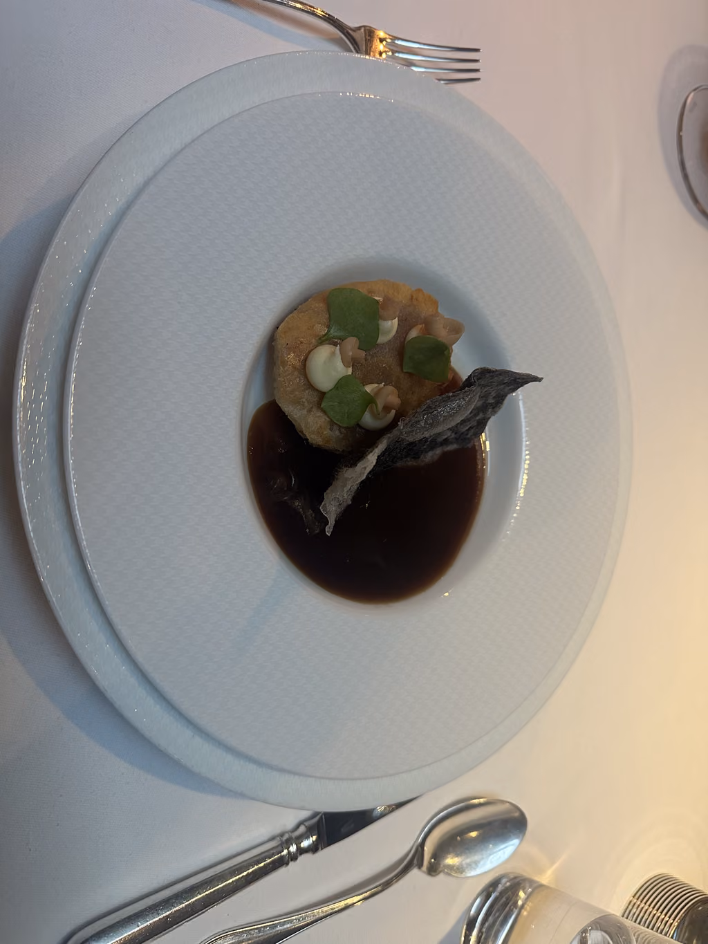 An exquisite course from our birthday tasting menu at the world-renowned French Laundry in Napa.
