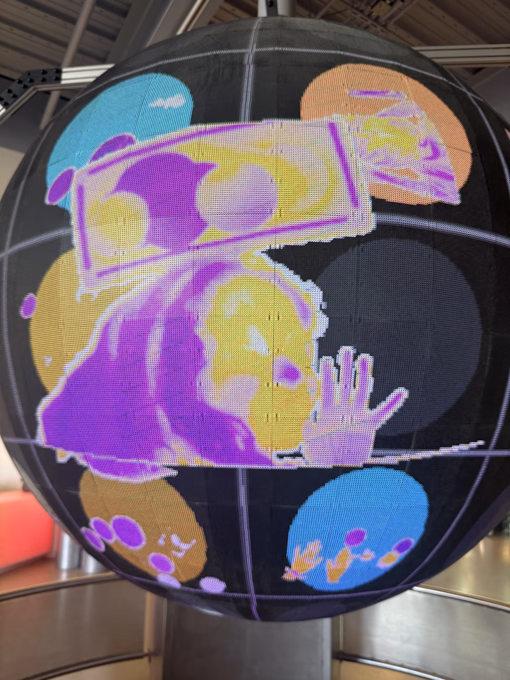The interactive globe display at the Santa Barbara Public Market adds a vibrant, modern touch.